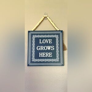 Set of 2 Beaded Pink & Blue Wooden Wall Decor with Tassles